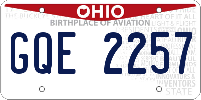 OH license plate GQE2257