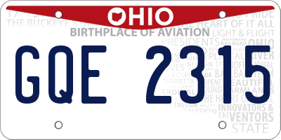 OH license plate GQE2315