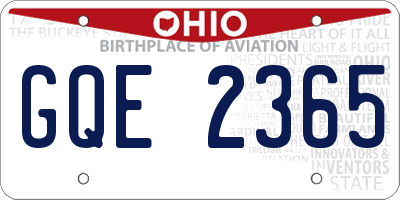 OH license plate GQE2365