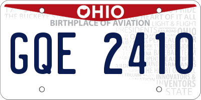 OH license plate GQE2410