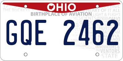 OH license plate GQE2462