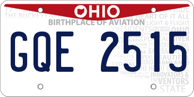 OH license plate GQE2515