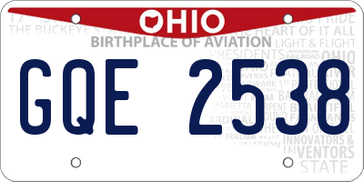 OH license plate GQE2538