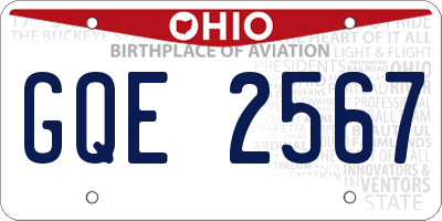OH license plate GQE2567
