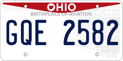 OH license plate GQE2582