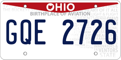 OH license plate GQE2726