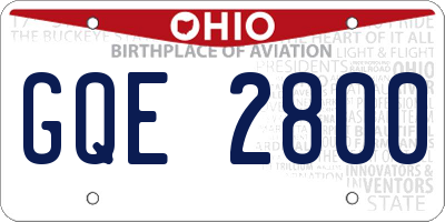 OH license plate GQE2800