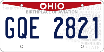 OH license plate GQE2821