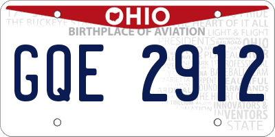 OH license plate GQE2912