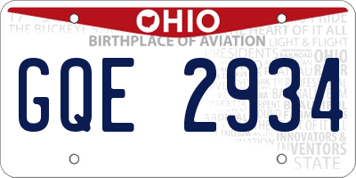 OH license plate GQE2934
