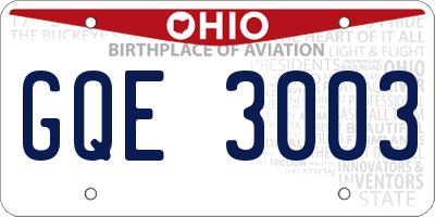 OH license plate GQE3003