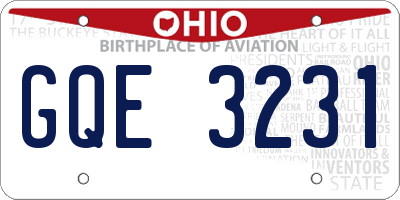 OH license plate GQE3231