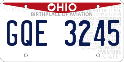 OH license plate GQE3245