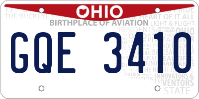 OH license plate GQE3410