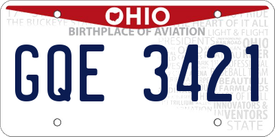 OH license plate GQE3421