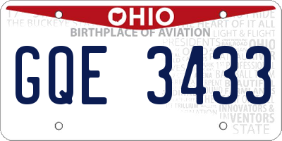 OH license plate GQE3433