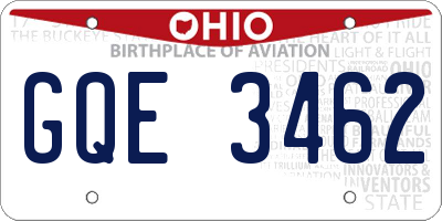 OH license plate GQE3462