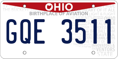 OH license plate GQE3511