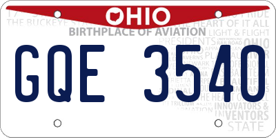 OH license plate GQE3540