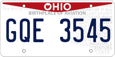 OH license plate GQE3545
