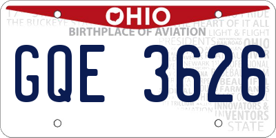 OH license plate GQE3626