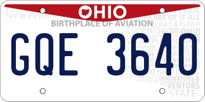 OH license plate GQE3640