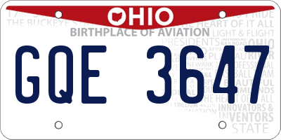 OH license plate GQE3647