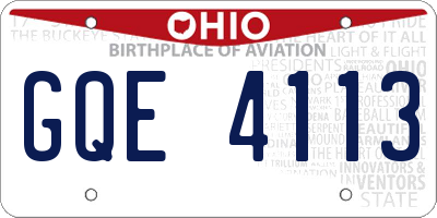 OH license plate GQE4113