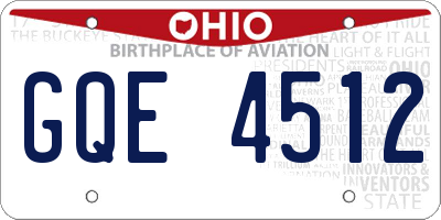 OH license plate GQE4512