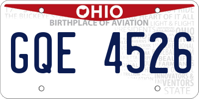OH license plate GQE4526