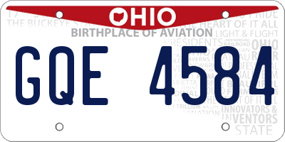 OH license plate GQE4584