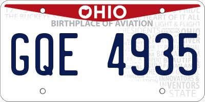 OH license plate GQE4935