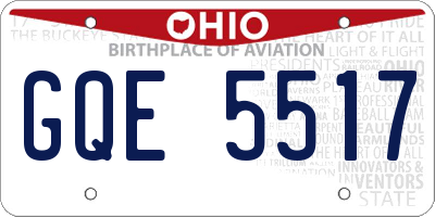 OH license plate GQE5517