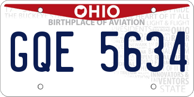 OH license plate GQE5634