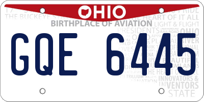 OH license plate GQE6445