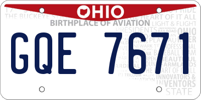 OH license plate GQE7671