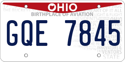 OH license plate GQE7845