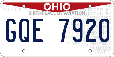 OH license plate GQE7920