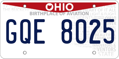 OH license plate GQE8025