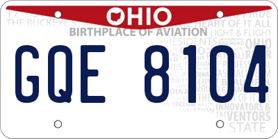 OH license plate GQE8104
