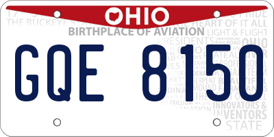 OH license plate GQE8150
