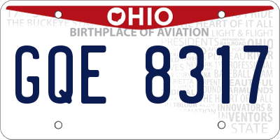 OH license plate GQE8317