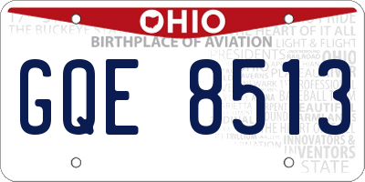 OH license plate GQE8513
