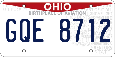OH license plate GQE8712