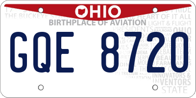 OH license plate GQE8720