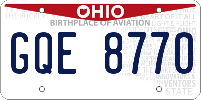 OH license plate GQE8770