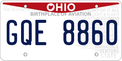 OH license plate GQE8860