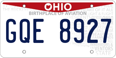 OH license plate GQE8927