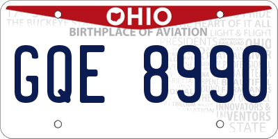 OH license plate GQE8990