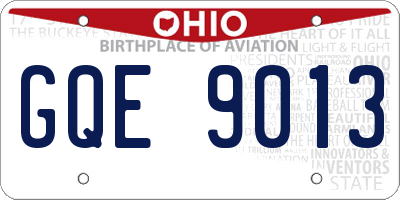 OH license plate GQE9013
